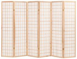 vidaXL 6 paneles, természetes, japán stílusú paraván 240 x 170 cm 245904