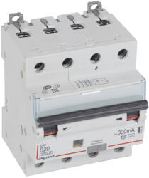 Legrand DX3 4P kombinált áram-védőkapcsoló B20 6000A / 10kA 300mA A típus (411230) (411230)