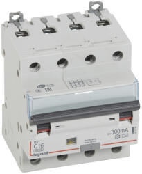 Legrand DX3 4P kombinált áram-védőkapcsoló C16 6000A / 10kA 300mA A típus (411239) (411239)
