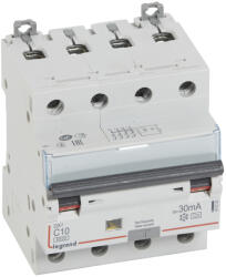 Legrand DX3 4P kombinált áram-védőkapcsoló C10 6000A / 10kA 30mA A típus (411233) (411233)