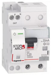 Legrand DX3 Stop Arc Íveszárlat érzékelő kombinált áram-védőkapcsoló C20 10000A alsó betáp BIC (415968) (415968)
