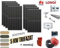 Longi Sistem complet fotovoltaic 5 kw trifazat cu montaj (M-SIS-5KW-TRIF)