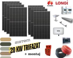 Longi Sistem complet fotovoltaic 20 KW cu montaj (M-SIS-20KW-TRIF)