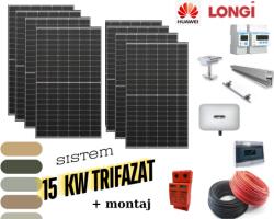 Longi Sistem complet fotovoltaic 15 KW cu montaj (M-SIS-15KW-TRIF)