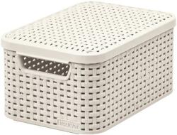 Keter Rattan hatású kosár tetővel, 6l, törtfehér, CURVER "Style S (CSCR7BT) - irodaoutlet