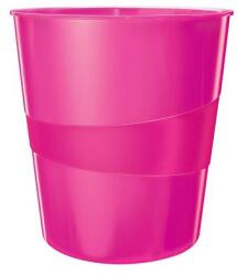 LEITZ Papírkosár, 15 liter, LEITZ "Wow", rózsaszín (E52781023)