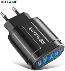 BlitzWolf BlitzWolf® BK-385 - 4 porturi USB-A, încărcător rapid de perete de 48 W - pentru încărcarea rapidă a telefoanelor Android și Apple (BK-385)