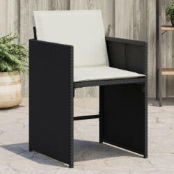 vidaXL 4 db fekete polyrattan kerti szék párnával (4007455) - balena