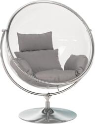 TEMPO KONDELA Függő fotel állvánnyal, átlátszó/ezüst/szürke, BUBBLE TYP 2