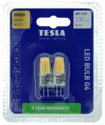 TESLA Tesla - G4, 2W, 12V, 230lm, 25 000h LED izzó, 3000K meleg fehér, 2db (G4000230-2PACK2)