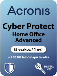 Acronis Cyber Protect Home Office Advanced (5 eszköz / 1 év) + 250 GB Felhőalapú tárolás (Elektronikus licenc) (S-240125-0888)