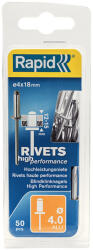 RAPID Nituri Rapid High Performance diametru 4.0mm x 18mm, aluminiu, burghiu metal HSS inclus, 50 buc set 5000386 (IS5000386)