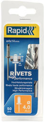 RAPID Nituri Rapid High Performance diametru 4.0mm x 14mm, aluminiu, burghiu metal HSS inclus, 50 buc set 5000385 (IS5000385)
