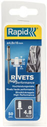 RAPID Nituri Rapid High Performance diametru 4.8mm x 16mm, aluminiu, burghiu metal HSS inclus, 50 buc set 5000390 (IS5000390)