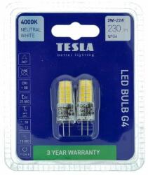 TESLA Tesla - G4, 2W, 12V, 230lm, 25 000h LED izzó, 4000K nappali fehér, 2db (G4000240-2PACK2)