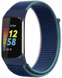 Mobilly Curea Mobilly pentru Fitbit Charge 5, mărimea S, nailon, albastru închis-albastru deschis-portocaliu (722 DSC5-02-00F deep navy blue S)