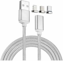  Cablu de încărcare și date 3 în 1 cu împletitură magnetică 3 în 1 USB-C, Lightning, MicroUSB (PCI-282)