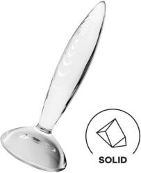 Satisfyer Sparkling Crystal - dildo din sticlă cu striații - transparent (4061504045672)