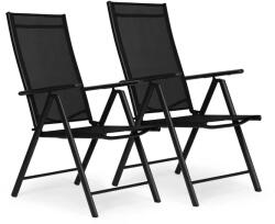  2 darab összecsukható acél kerti szék állítható háttámlával ModernHome - fekete | WR1652 BLACK
