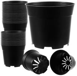 Gardlov 50 db-os műanyag ültető edény készlet, 2 l, 16 cm felső átmérő, fekete