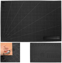 Verk Group Öngyógyító modellező vágószőnyeg sablonokkal, kétoldalas, 60x90 cm, fekete