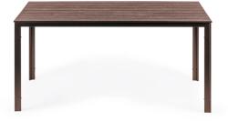 ModernHOME Kerti asztal masszív acél kerettel, fa mintázattal, 74x78x156 cm, barna