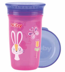 NUBY Wonder Cup 360 Ivópohár 300 ml 12 hó+ (rózsaszín - nyuszi)