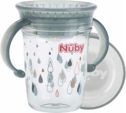NUBY Wonder Cup 360 Tritán tanulópohár 240 ml 6 hó+ (szürke - cseppek)