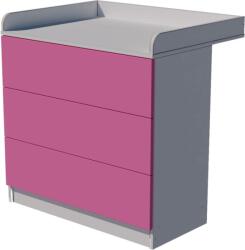 Bajka Duo 3 fiókos 70-es pelenkázószekrény PUSH OPEN rendszerrel - Fehér/rózsaszín