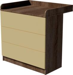  Bajka Duo 3 fiókos 70-es pelenkázószekrény PUSH OPEN rendszerrel - Sötét sonoma/bézs