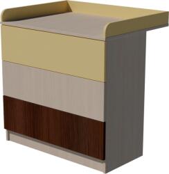  Bajka Trio 3 fiókos 70-es pelenkázószekrény PUSH OPEN rendszerrel - Világos sonoma/bézs/mokka