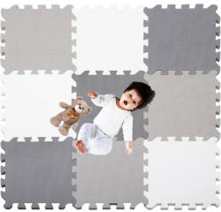 Ruhhy Puzzle habszivacs szőnyeg, vízálló, grafit/szürke/fehér, 95, 5 x 95, 5 cm
