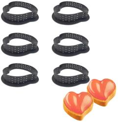 6 darabos tarte forma, desszert gyűrű-szív