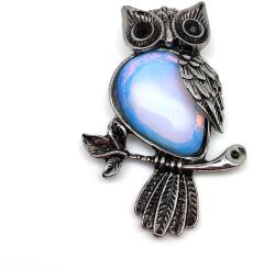 R. M. ékszer Csepp fém bagoly opalit medál 3, 5x5cm (022076)