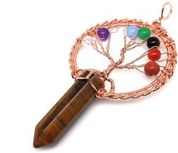 R. M. ékszer Életfa rose drót csúcs tigrisszem medál 5x9cm (021924)