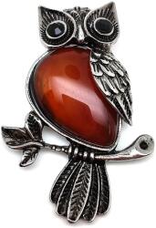 R. M. ékszer Csepp fém bagoly karneol medál 3, 5x5cm (022072)