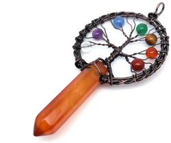 R. M. ékszer Életfa bronz drót csúcs karneol medál 5x9cm (021913)