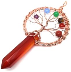 R. M. ékszer Életfa rose drót csúcs karneol medál 5x9cm (021923)