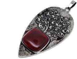 R. M. ékszer Csepp fém életfa karneol medál 3x5cm (022000)