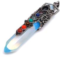 R. M. ékszer Csúcs fém korona csakra opalit medál 2x8cm (022036)