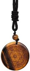 R. M. ékszer Ásvány nyakláncok Kör metatron tigrisszem medál zsinóron 3, 5cm (021978)