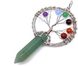 R. M. ékszer Életfa ezüst drót csúcs aventurin medál 5x9cm (021906)