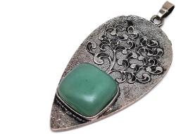 R. M. ékszer Csepp fém életfa aventurin medál 3x5cm (022002)