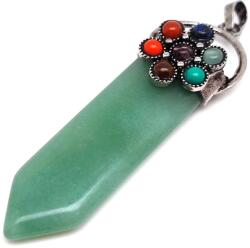 R. M. ékszer Csúcs fém csakra virág aventurin medál 2x7cm (022017)