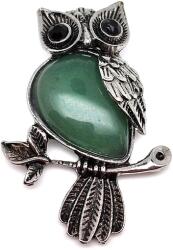 R. M. ékszer Csepp fém bagoly aventurin medál 3, 5x5cm (022074)