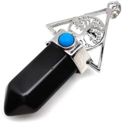 R. M. ékszer Csúcs fém életfa obszidián medál 3x5, 5cm (022011)