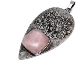 R. M. ékszer Csepp fém életfa rózsakvarc medál 3x5cm (021998)