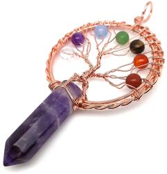 R. M. ékszer Életfa rose drót csúcs ametiszt medál 5x9cm (021921)