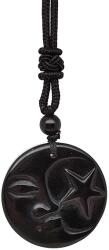 R. M. ékszer Kör hold csillag obszidián medál zsinóron 3, 5cm (021933)