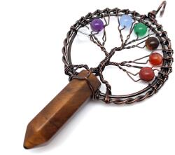 R. M. ékszer Életfa bronz drót csúcs tigrisszem medál 5x9cm (021916)